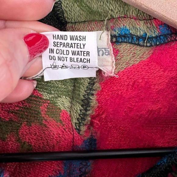 Siddhartha Women's Colorful Pullover Hooded Knit Poncho - Red Blue - One Size - Picture 4 of 5